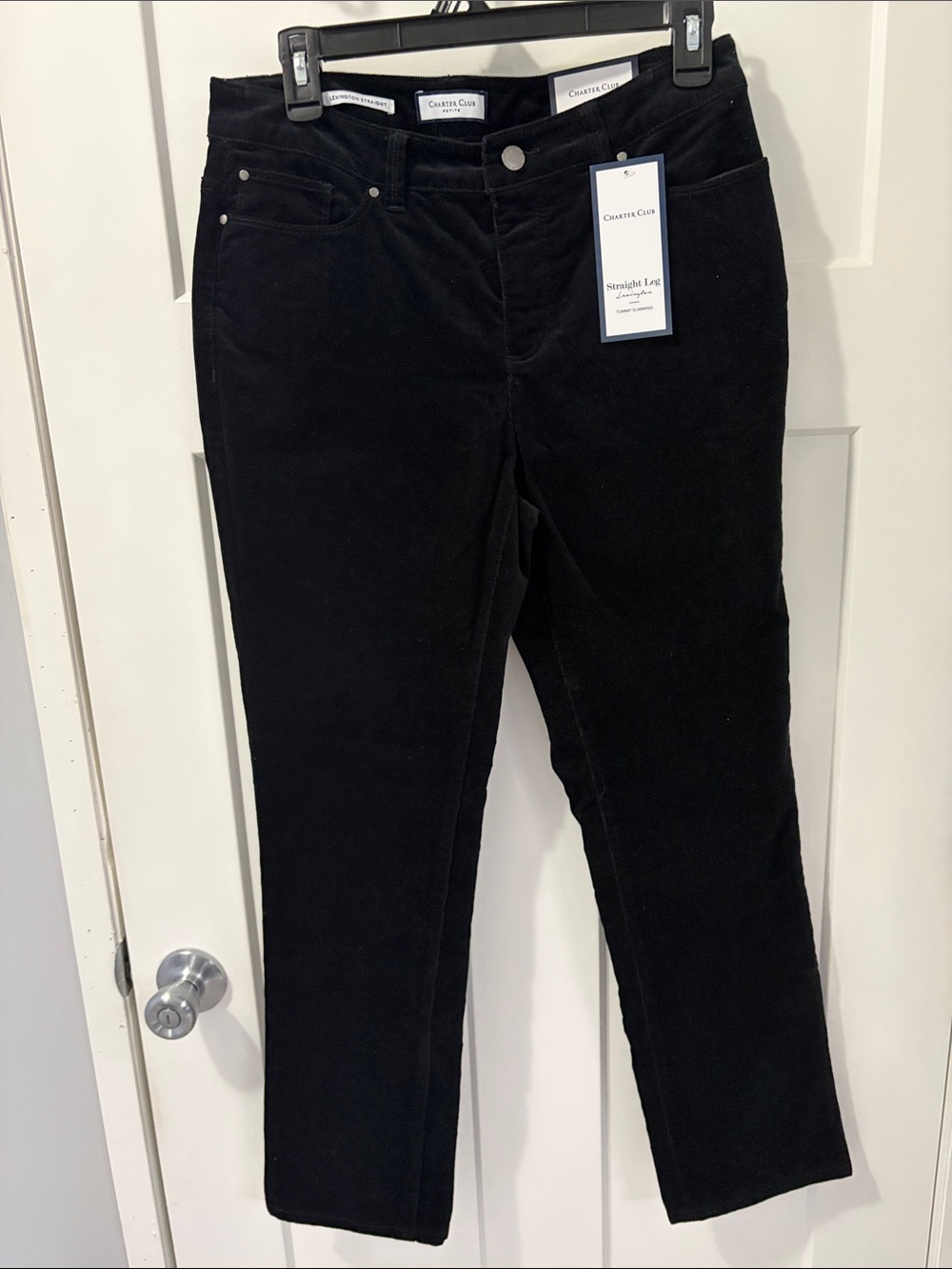 Charter Club Black Corduroy Straight-Leg Pants